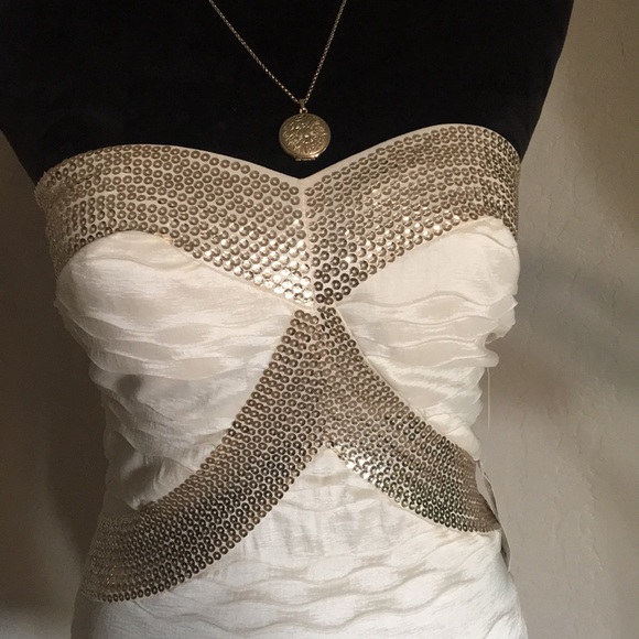 Champagne & gold sweetheart dress - Picture 3 of 5